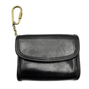 Vintage Coach 7219 Black Leather Multi-function Clip On Coin Card Case Wallet